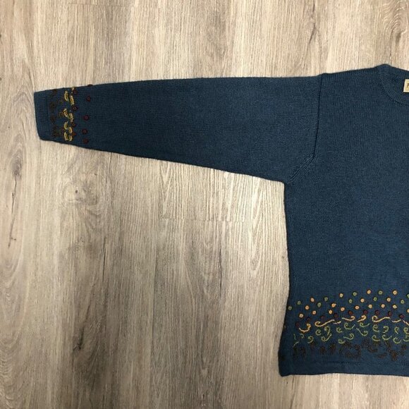 Premium Alpaca Crewneck Sweater Size Small 100% Alpaca Blue Pullover Knit Top - Picture 7 of 11